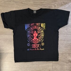 Obey Black Tee with Multicolor Graphic | XS